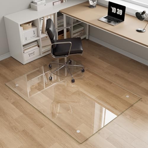 Tempered Glass Chair Mat for Carpet, 36"x48" Clear Floor Mat by MYSUNORIA
