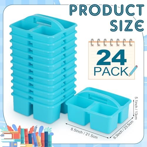 Geelin 24 Pack Classroom Caddy Bulk, 8 x 6.7 x 3.5 inches, Blue - Image 3