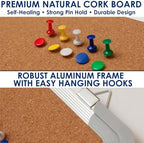 Cork Board 24x18 in, Framed Wall Hanging Bulletin Board with 10 Thumb Tacks - Image 4