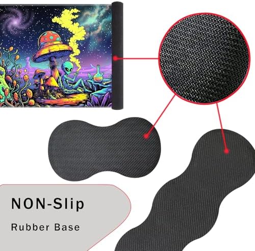Keyboard Wrist Rest and Mouse Pad with Wrist Support Set Ergonomic Coaster,Memory Foam,Easy Typing Pain Relief,Large XL Desk Mat 31.5"x 11.8",Alien by Psychedelic Mushroom - Image 3