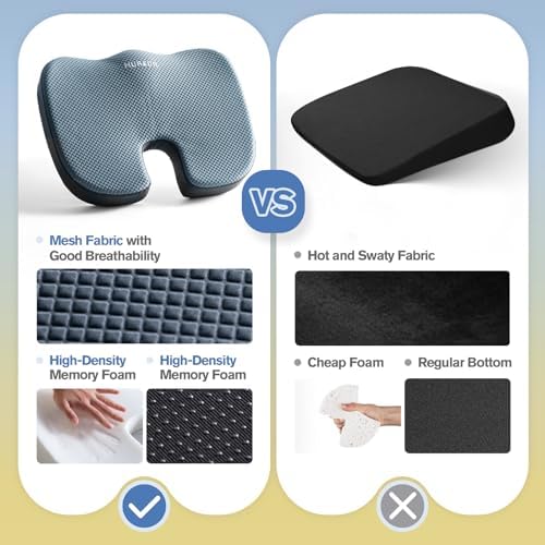 Mureon Large Office Chair Cushion, Ergonomic Memory Foam Seat Cushion, Navy - Image 5