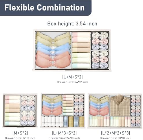 DIMJ Drawer Organizer Clothes- 26 Pack Baby Dresser Organizer for Nursery, Small Fabric Closet Drawer Organizer Bins for Underwears Socks, Foldable Storage Dividers Organization for Bedroom - Image 4