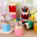 24 Pcs Pencil Shaped Pen Holders Plastic Pencil Holder Desktop Pen Cups Colorful Pencil Storage Organizer Cute Penci-l Pot Makeup Brush Container for Desk School Office Home Table Decoration - Image 5