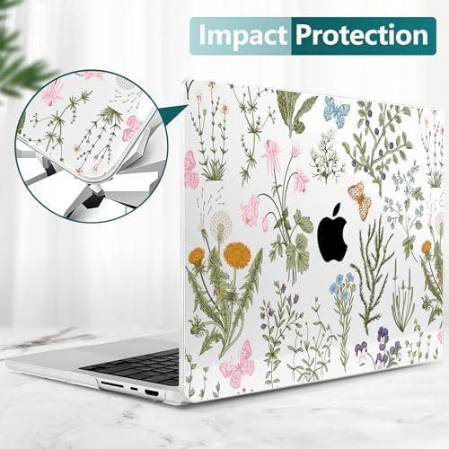 DONGKE Compatible with MacBook Pro 16 Inch Case (2026-2021 Release, M5 M4 M3 M2 M1 Pro/Max Chip), Plastic Hard Shell with Keyboard Cover & Screen Protector for MacBook Pro 16", Wildflower & Butterfly - Image 5