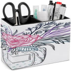 PU Leather Multi-Compartment Pen Holder Desktop Organizer Pencil Cup Storage Caddy for Office Home Supplies Hand Drawn Vector Illustration Fashion Bouquet of Flowers Leaves And Blossom Floral Design by Unknown