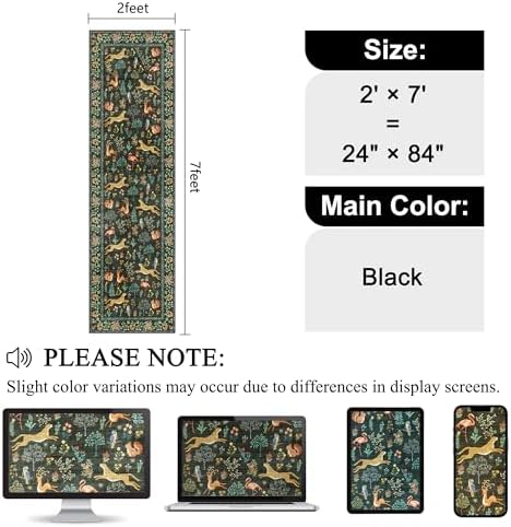 DUKINO 2x7 Runner Rug for Hallway, Washable Kitchen Rugs Non Slip, Black - Image 2