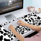 Keyboard Wrist Rest and Mouse Pad Wrist Support Set,Ergonomic Memory Foam Wrist Pad & Non Slip Base for Home Office Working Studying Easy Typing,Cow Pattern - Image 2