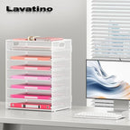 Lavatino 2 Pack 8-Tier Office Desk File Organizer, Letter Tray Paper Organizer with Handle, Including 5 Adjustable Slide Trays for Organizing Desk Workspace Accessories and Supplies (White Metal Mesh) - Image 3