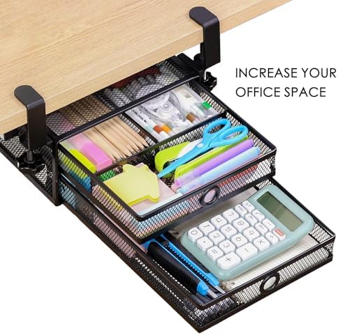 Under Desk Drawer, Clamp on Desk Organizer Slide Out Table Storage No Drill - Image 4