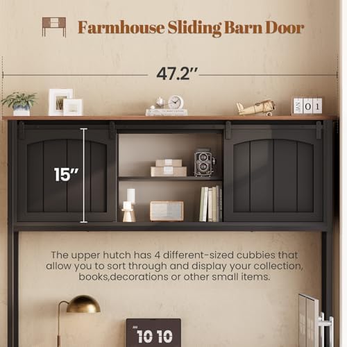 SEDETA Reversible Farmhouse L Shaped Office Desk with 6 Drawer, Hutch - Image 4