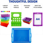 Svartur Classroom Paper Tray Set of 6, Plastic Turn in Trays for Classroom, Stackable Letter Size Organizer Bins with Handles, Teacher Storage Baskets for School Supplies, Art, Office Organization - Image 5
