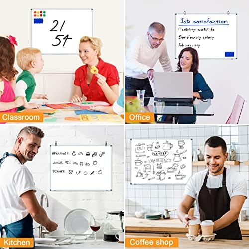 H-Qprobd White Board Dry Erase Whiteboard for Wall 24x18 (3pcs) Magnetic Boards for Office Classroom & Home, Small Wall Whiteboard Including 6 Markers, 10 Magnets, 2 Erasers & 15 Adhesive Hooks - Image 7