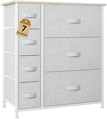 DWVO Dresser for Bedroom, 7 Drawers Fabric, Light Gray by DWVO