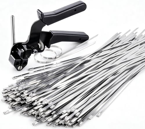 Sinlon Stainless Steel Zip Tie Tool Kit with 150 Pcs 304 Metal Zip Ties by Sinlon