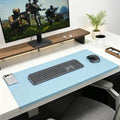 Edge-Locked Leather Desk Pad, Desk Blotter with Full Grip Fixation Lip, Waterproof Large Office Table Mat, Non-Slip Laptop Mouse Pads for Work Typing Writing (Sky Blue,35.4"x19.7") by Unknown