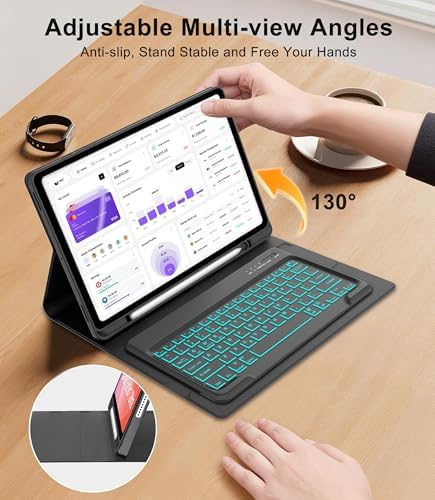 for Samsung Galaxy Tab S11 Ultra 14.6 Inch 2025 Backlit Keyboard Case, Galaxy Tablet S11 Ultra Case Keypad with S Pen Holder, 7-Color Backlight Keyboard for Samsung Tab 14.6'' SM-X930/X936B, Black - Image 5