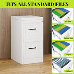 2-Drawer Metal File Cabinet with Lock, Narrow Vertical, White - Image 4
