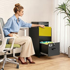 BYNSOE 2 Drawers File Cabinet with Lock Metal Vertical File Cabient with Wheels Mobile File Cabinet for Office Home Legal/Letter/a4 Size Require Assembly - Image 2