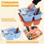 6 Pack Classroom Caddy with Handle, Plastic Storage Caddy Organizer, Portable Storage Bin with 3 Compartments for Classroom Organization, Table, Desk & Office - Image 2
