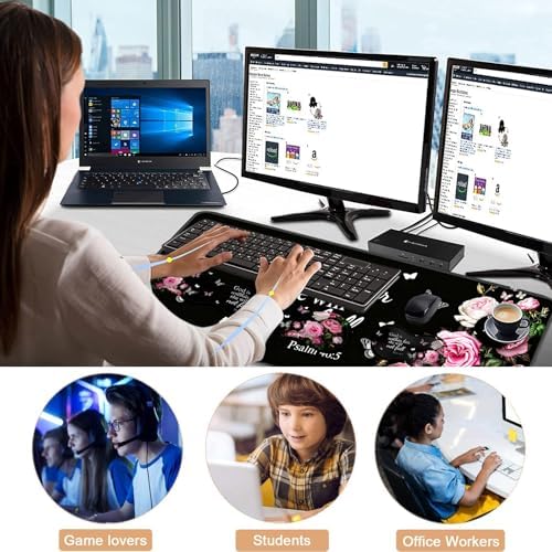 Keyboard Wrist Rest and Mouse Pad with Wrist Support Set Ergonomic Coaster,Memory Foam,Easy Typing Pain Relief,Large XL Desk Mat 31.5"x 11.8",Floral Bible - Image 7