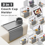 GHKINMAL Couch Arm Tray with Cup Holder,Folding Couch Cup Holder Tray,Grey - Image 3