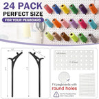Xuhal 24 Pack Pegboard Spool Hooks for 1/4" Pegboard Organizer for Raft Embroidery Sewing 45 Degree Angled Spool Holder Quilting Craft Organizer Accessories for Thread Tape Paper Rolls(Black) - Image 2