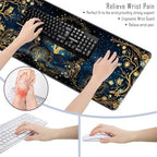 TGFEWYTJYJ Extended Gaming Mouse Pad,Memory Foam Ergonomic Keyboard Mouse Wrist Rest Support Set,Large Desk Mat with Stitched Edges,Non-Slip Base Mousepad Home Office,Aesthetic Tree of Life - Image 6