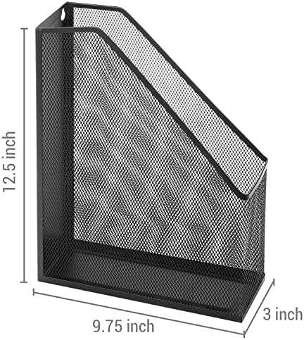 MyGift Black Wire Mesh Document Rack, Magazine & File Holder Set of 2 - Image 4