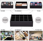 GOBAM Bamboo Closet Drawer Organizer, 15 Compartments - Drawer Divider & Storage Box for Ties, Bras, Briefs, Socks & Jewelry - Storage Organizer for Dressing Room & Bedroom - Black - Image 3