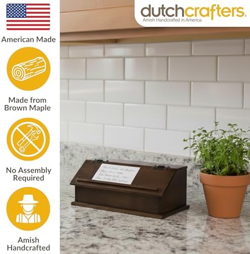 DutchCrafters Solid Brown Maple Wood Double Recipe Card Holder for Baking, Cooking - Kitchen Decor & Organization Box, Holds 4x6 or 3x5 Cards - Amish Made in USA (Earthtone) - Image 3