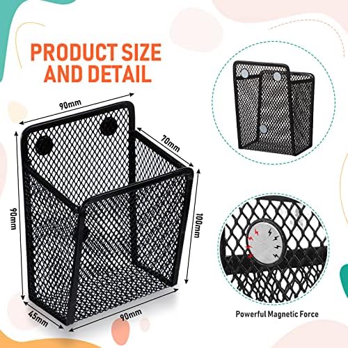 Crtiin 20pcs Magnetic Pen Pencil Holder Stainless Steel Pen Basket, Black - Image 2