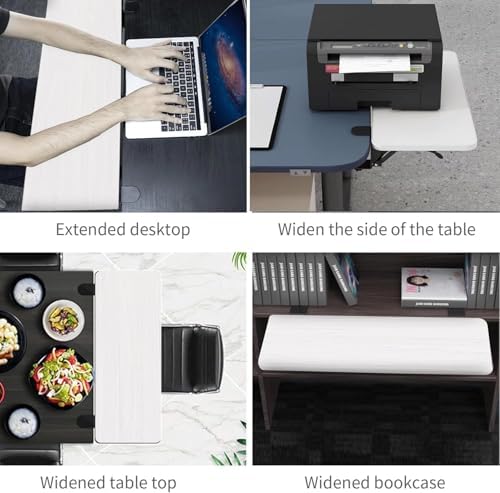 Desk Extender 24‘’ x 12 Inch Foldable Table Extension Folding Wall Table Keyboard Extender for Desk Clamp-on Shelf for Dorm Bunk, Office, Kitchen Bar, RV Countertop, Laundry Room (White) - Image 5