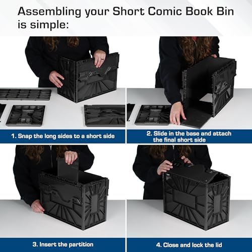 BCW Short Comic Book Bin, Holds 150 Comics Each, Black, 10 Pack - Image 4