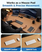 Aothia Cork Desk Mat - Dual-Sided XL PU Leather Desk Pad & Full Desk Protector, Large Waterproof Desktop Mat for Office & Gaming (47" x 23.6", Apricot) - Image 5