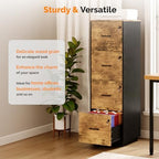 VINGLI 4 Drawer File Cabinet with Lock, Home Office Filing Organizer, for Letter Size File Folder Storage, Wood Tall Vertical Filing Cabinet, Printer Stand, Archivador (Rustic Brown) - Image 7
