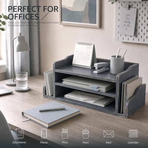 Wood Desk Organizer: File Organizer for Office Desk & Classroom, Royal Blue - Image 5