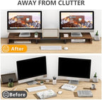 TAVR Dual Monitor Stand Riser, Wooden Computer Monitor Stand for 2 Monitors - Image 2