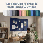X-Large Cork Board Alternative 12-Pack Felt Bulletin Board Thick and Decorative Pin Board for Home Office Walls 47.24 x 35.43 Inches with 72 Adhesive Tabs - [Denim Blue] - Image 6