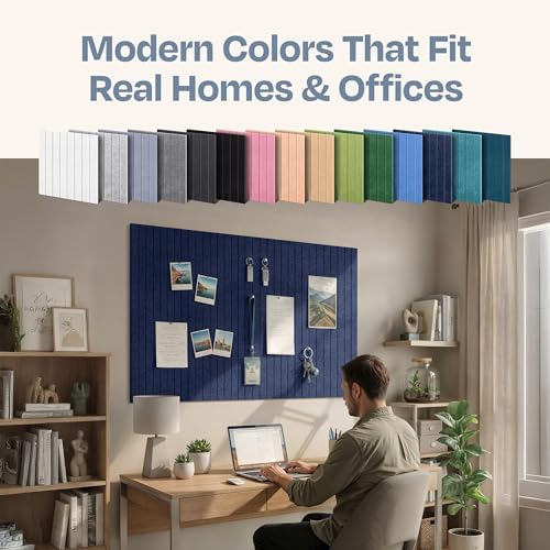 X-Large Cork Board Alternative 12-Pack Felt Bulletin Board Thick and Decorative Pin Board for Home Office Walls 47.24 x 35.43 Inches with 72 Adhesive Tabs - [Denim Blue] - Image 6