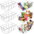 SPACELEAD 6 Pack Clear Pantry Organization Storage Bins with Dividers by Home