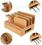 Bamboo Wood Multi-Device Desktop Charging Dock Station Charger Holder Cradle Charge Stand Compatible iPhone 16 15 14 13 Pro Max iPad Mini Pro Air Apple Watch Ulrta 10 9 8 7 6 5 4 3 2 iWatch Smartphone - Image 4