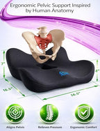 Memory Foam Seat Cushion for Pressure Relief, Ergonomic Office Chair Cushion for Coccyx, Sciatica & Tailbone Pain Relief, Hemorrhoid Donut Pillow, Cushion for Postpartum Pregnancy, After Surgery - Image 2