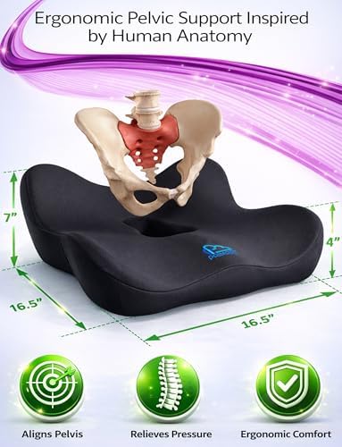 Memory Foam Seat Cushion for Pressure Relief, Ergonomic Office Chair Cushion for Coccyx, Sciatica & Tailbone Pain Relief, Hemorrhoid Donut Pillow, Cushion for Postpartum Pregnancy, After Surgery - Image 2