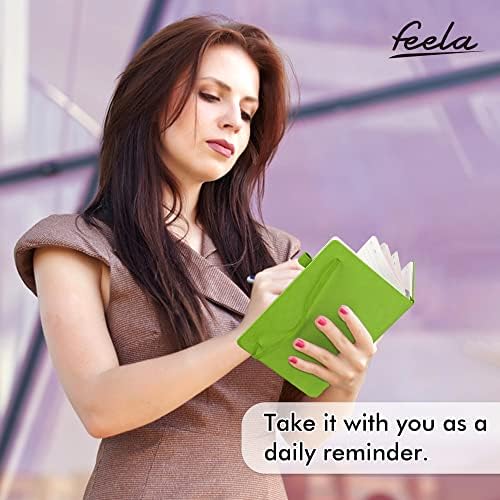 feela 5 Pack Notebooks Journals Bulk, Hardcover Notebook Classic Ruled Lined Journals with Pen Holder for Women Girls School Business Supplies, with 5 Black Pens, 120 GSM, 5.1”x8.3”, A5, Green - Image 6