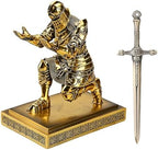King's Guard Knight Pen Holder with a Letter Opener Desk Organizers Bronze by HDMbigmiHomeDecorations