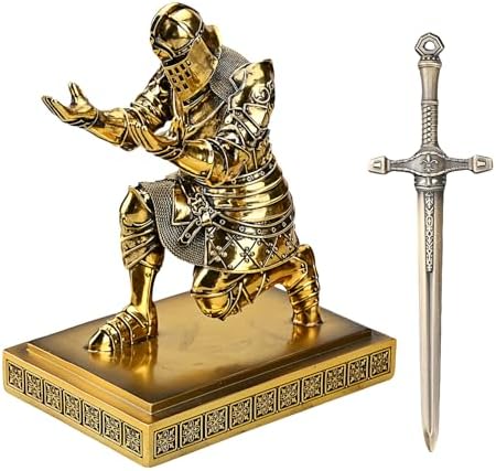 King's Guard Knight Pen Holder with a Letter Opener Desk Organizers Bronze by HDMbigmiHomeDecorations