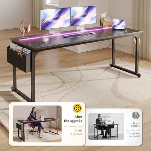 DurayLoly 63 Inch Gaming Desk with RGB LED Lights for Bedroom - Image 4