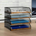 Natwind 4-Tier Stackable Metal Mesh Paper Organizer with Sliding Tray,Retro by Natwind
