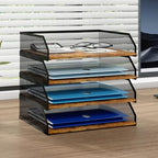 Natwind 4-Tier Stackable Metal Mesh Paper Organizer with Sliding Tray,Retro by Natwind