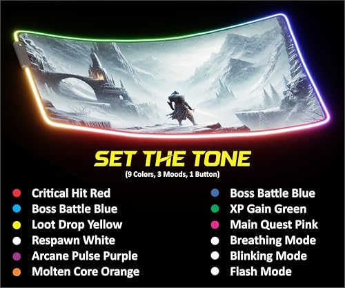 Gaming Mouse Pad - Desk Mat Gaming Mouse Pad, 90x40 Medium Extra Large Extended Big Long Huge XL XXL and XXXL RGB LED Light Mousepad for a Computer, PC Mats Mousepads Frostblade Warrior - Image 3